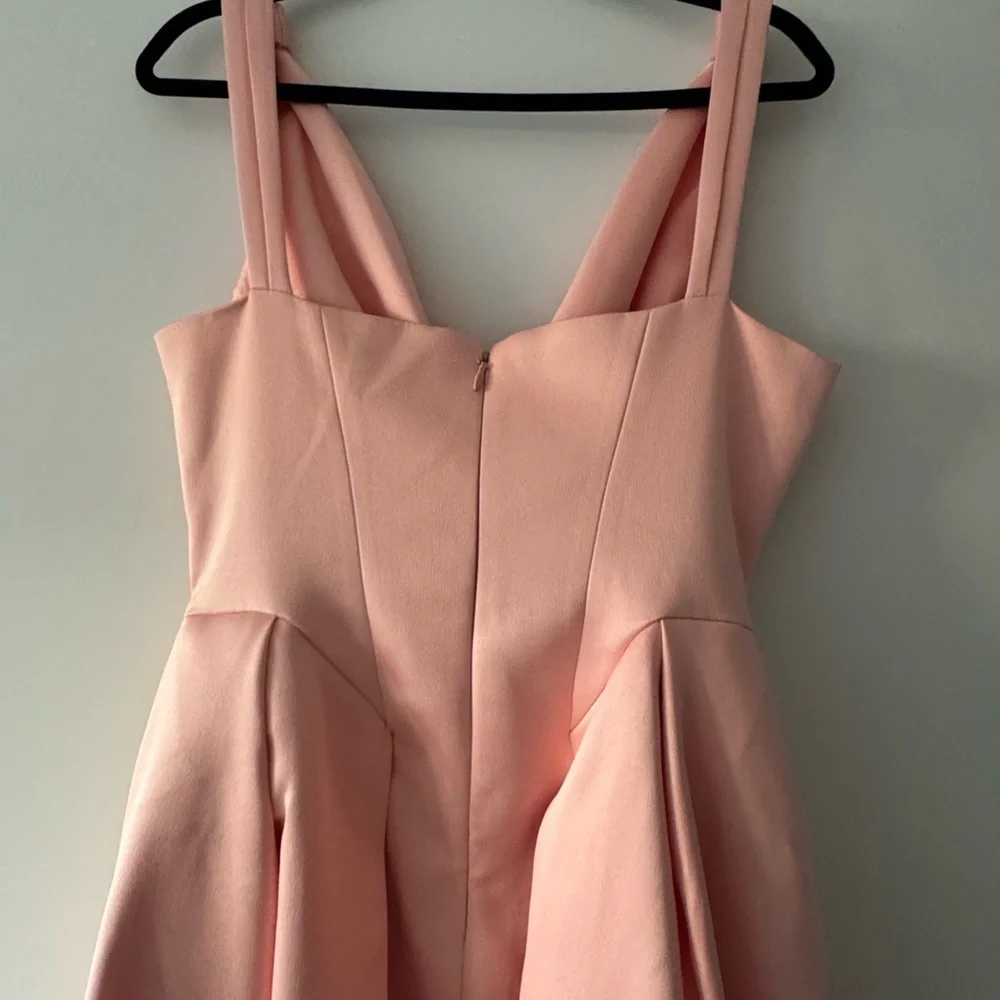 House of CB Peach Satin Pleated Midi Dress. - Picture 6 of 12